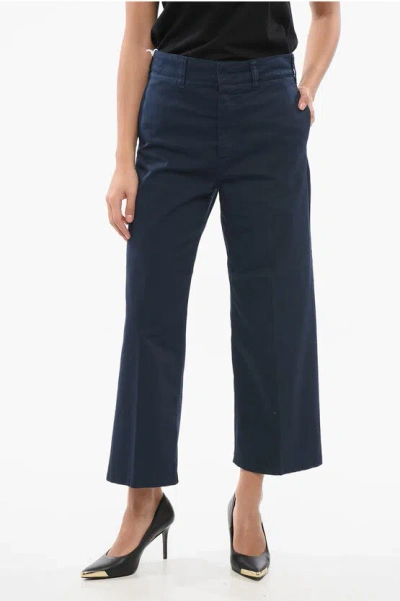 Department 5 Solid Color Stretch Cotton Pants With Belt Loops In Blue