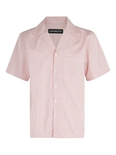 Department Five Striped Short-sleeve Shirt In Pink