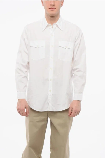 Department Five Utility Poplin Cotton Output Shirt With Classic Collar In White