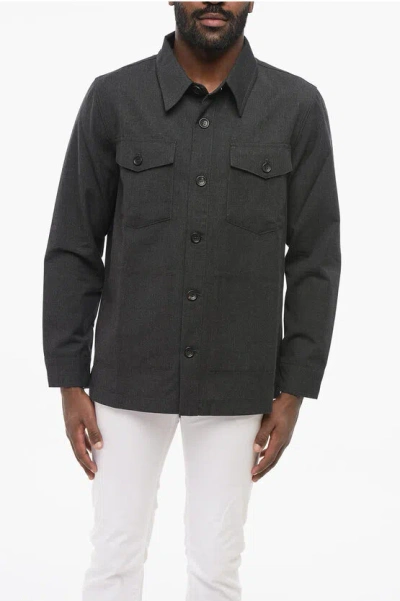 Department Five Virgin Wool And Cotton Overshirt With Double Breast Pocket In Gray