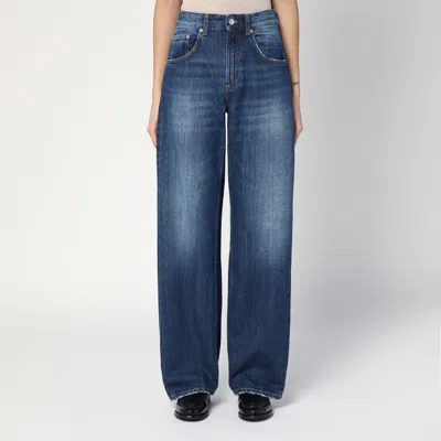 DEPARTMENT FIVE DEPARTMENT 5 WIDE LEG POP BLUE JEANS WITH WASHED EFFECT
