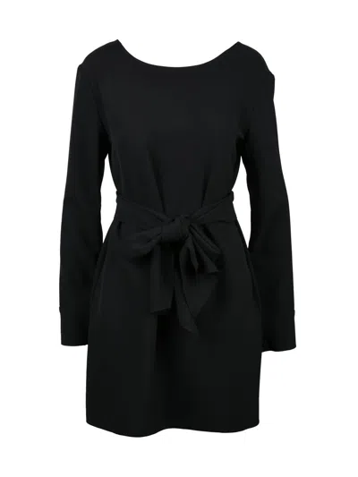 Department Five Black Cuffed Sleeves Stretch Sheath Dress