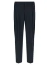 Department Five Black Flat Front Pants In Blue