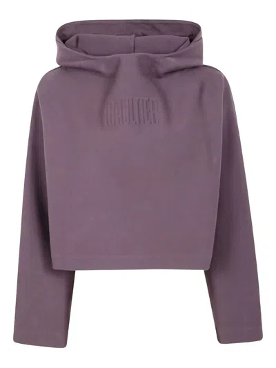 Department Five Bonded Cotton Cropped Bat Sleeves Hoodie With "gaul In Purple