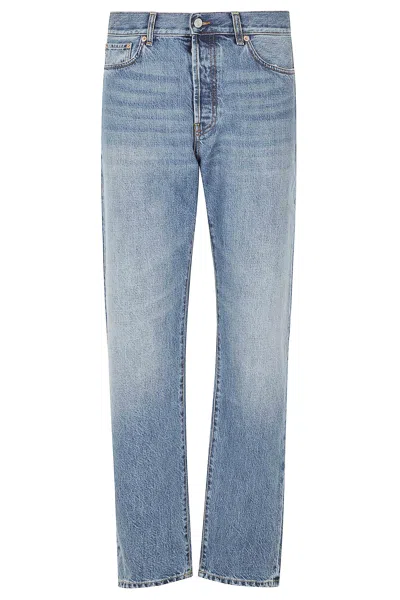 Department Five Bowl Denim Jeans With Distressed Hem And Classic Five-pocket Design In Blue
