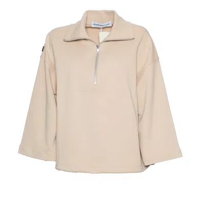 Department Five Boxy Cotton Sweatshirt With High Ribbed Collar In Neutral