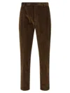 Department Five Pleat Logo-patch Trousers In Brown