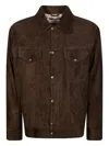 Department Five Buttoned Suede Jacket In Brown