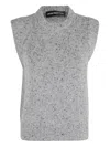 Department Five Sleeveless Knitted Vest With Ribbed Piping In Animal Print