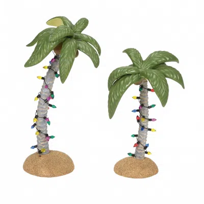 Department Five Christmas Palms Figurine - Set Of 2 In Green In Multi