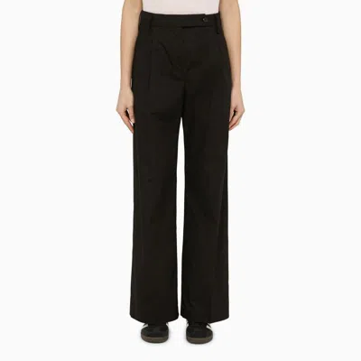 Department Five Classic Black Cotton Wide Trousers For Women