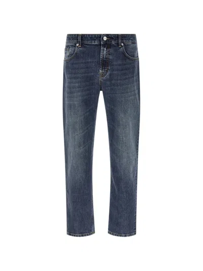 Department Five Contrast Stitching Straight Jeans In Blue