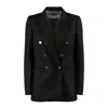 Department Five Department 5 Chelsea Double-breasted Blazer In Black Gabardine In Black