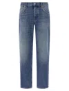 Department Five Straight Leg Stonewashed Denim Jeans With Classic Fit In Blue