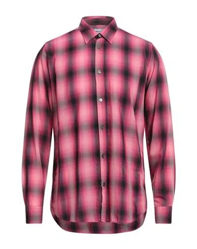 Department Five Department 5 Man Shirt Fuchsia Size 15 ¾ Acetate, Cotton In Pink