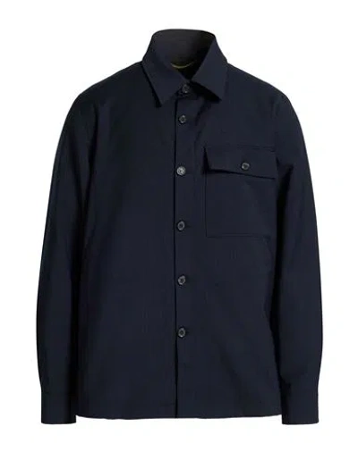 Department Five Department 5 Man Shirt Midnight Blue Size 38 Polyester, Wool In Black