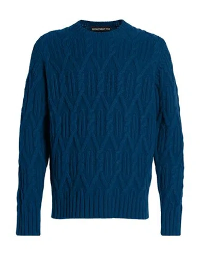 Department Five Department 5 Man Sweater Deep Teal Size M Virgin Wool In Blue