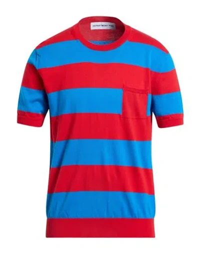 Department Five Department 5 Man Sweater Red Size M Cotton In Blue