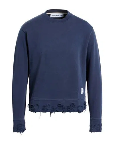 Department Five Department 5 Man Sweatshirt Navy Size L Cotton In Blue