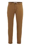 Department Five Brown Slim Solid Trousers In Copper