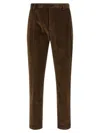 Department Five Pleat Logo-patch Trousers In Brown