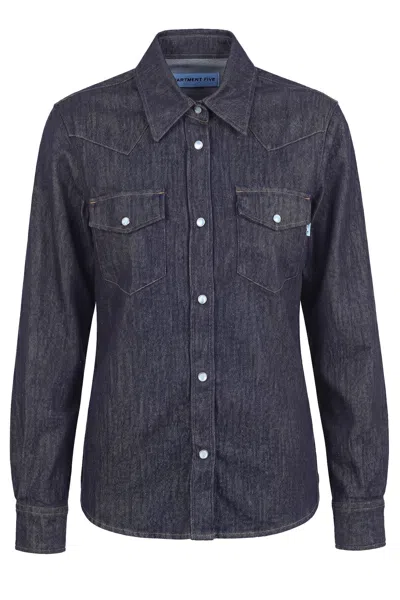 Department Five Department 5 - Shirt - 470122 - Dark Denim In Animal Print