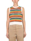 Department Five Patty Cropped Knit Striped Sleeveless Top In Multi
