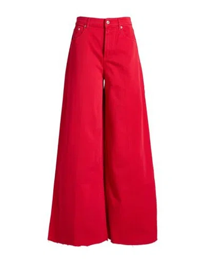 Department Five Department 5 Woman Jeans Red Size 24 Cotton, Rubber