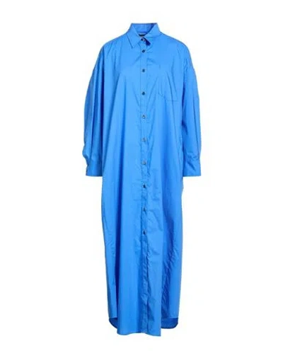 Department Five Department 5 Woman Maxi Dress Azure Size 6 Cotton In Blue