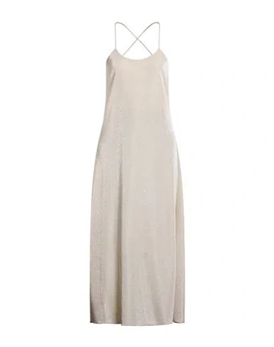 Department Five Department 5 Woman Maxi Dress Beige Size 8 Polyamide, Metallic Fiber In Sand