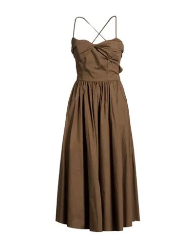 Department Five Department 5 Woman Midi Dress Military Green Size 2 Cotton In Brown