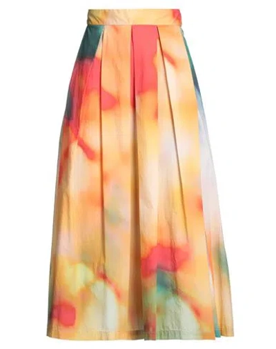 Department Five Department 5 Woman Midi Skirt Orange Size 27 Cotton In Multi