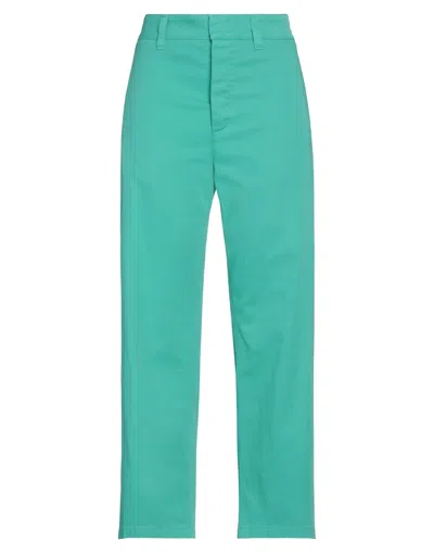 DEPARTMENT FIVE DEPARTMENT 5 WOMAN PANTS GREEN SIZE 25 COTTON, ELASTANE