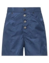 Department Five Department 5 Woman Shorts & Bermuda Shorts Navy Size 27 Cotton In Navy Blue