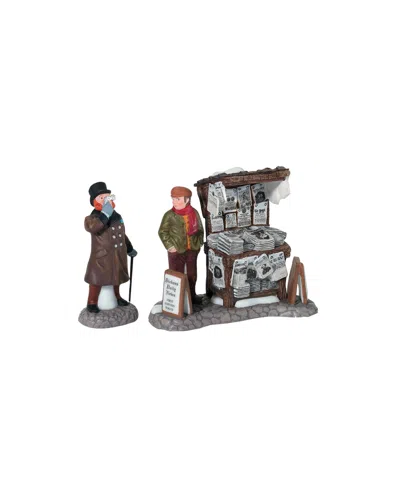 Department Five Dickens Village London Newspaper Stand 2-pc. Figurine In Brown