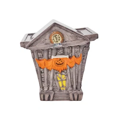 Department Five Disney Ceramics The Nightmare Before Christmas Halloween Town City Hall Sculpted Canister Cookie Jar In Orange,brown