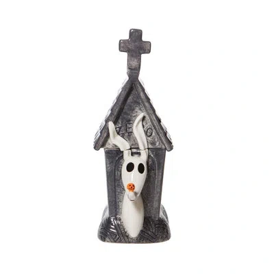 Department Five Disney Ceramics The Nightmare Before Christmas Zero In Dog House Sculpted Cookie Jar Canister 13.75  In Gray