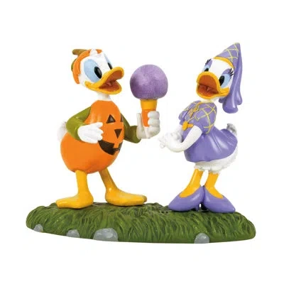 Department Five Disney Village Accessories Donald And Daisy Duck Sweets For A Sweetie Figurine 3.1 Inch In Orange;purple;green