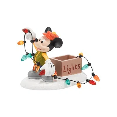 Department Five Disney Village Mickey' Lights Up Christmas Figurine 2.3in H In Orange;green