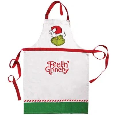 Department Five Dr. Seuss Feelin' Grinchy Kitchen Cooking Apron 24 X 36 Inch In White;green;red