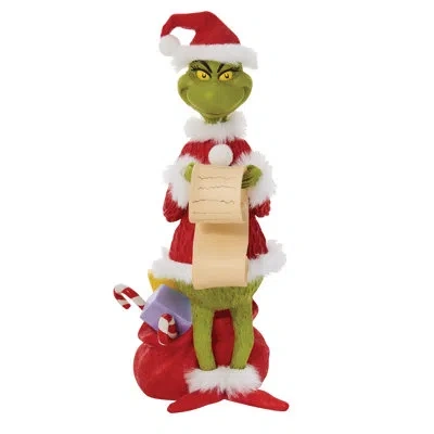 Department Five Dr. Seuss Grinch Checking His List Figurine 9 Inch In Purple;white;green;red