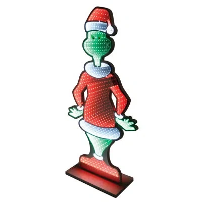 Department Five Dr. Seuss Grinch Standing Infinity Mirror Light Up Figurine 33.5 Inch In White;green;red