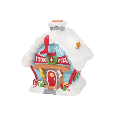 Department Five Dr. Seuss The Grinch Village Who-ville Stocking Store Christmas Building 7.2in H In Blue;white;red