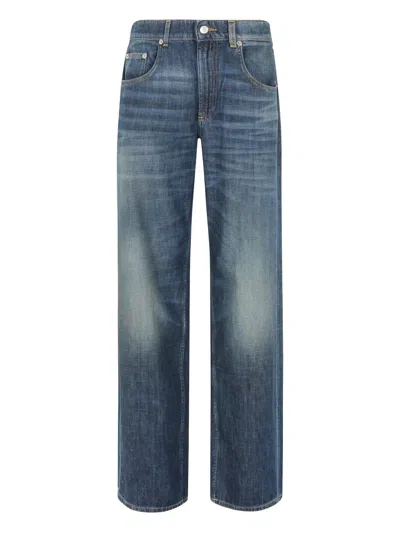 Department Five Faded-effect Trousers In Blue