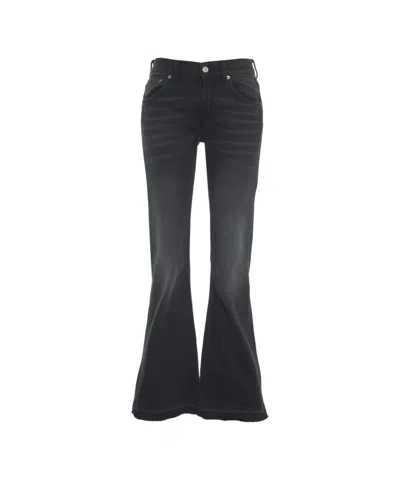 Department Five Flared Jeans With Frayed Hem And Five-pocket Design In Black