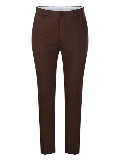 Department Five Flat-front Welt-pocket Trousers In Burgundy