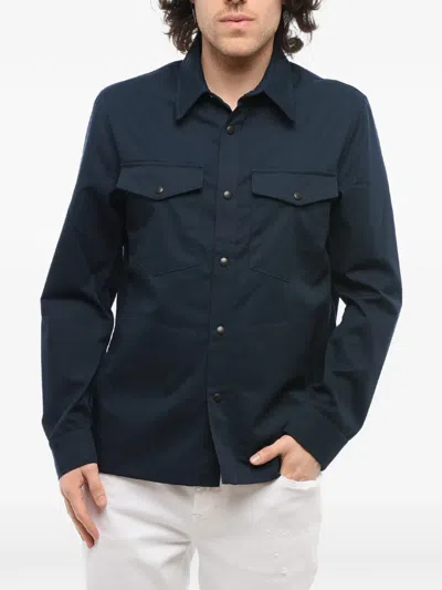 Department Five Four-pocket Twill Overshirt In Blue