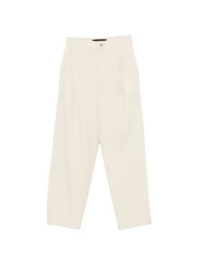 Department Five Gladys Pleated Frayed-edge Trousers In White
