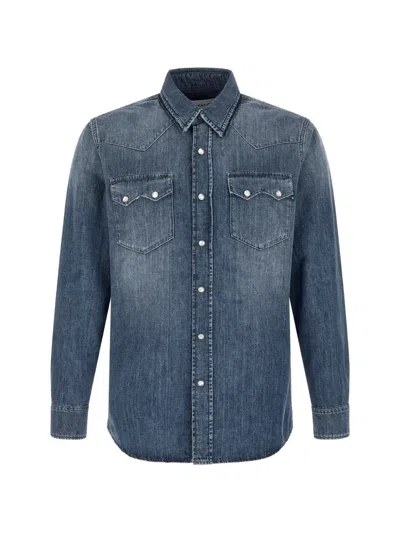 Department Five Gospel Denim Shirt Long Sleeves Western In Blue