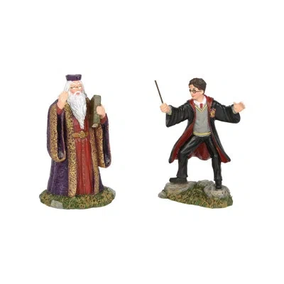 Department Five Harry Potter Village Harry And The Headmaster Figurine 2 Piece Set 3.2in H In Black;green;red